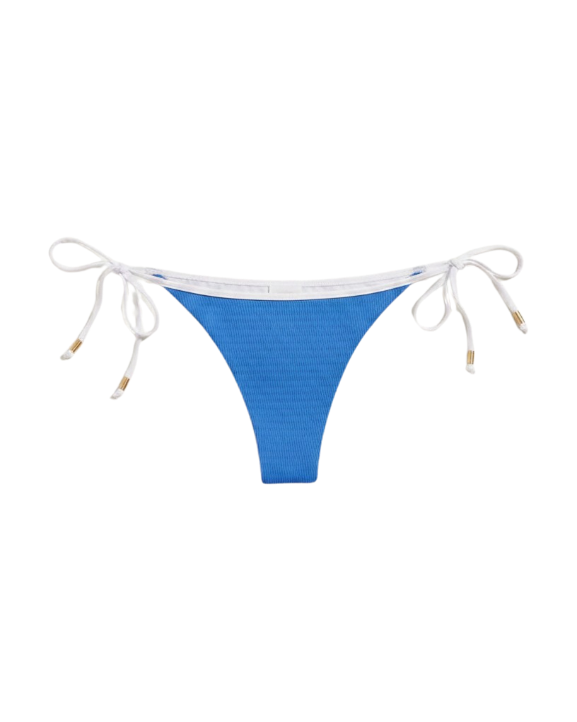 blue bikini bottoms with tie on the side