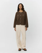 brown teddy coat with buttons