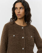 brown teddy coat with buttons