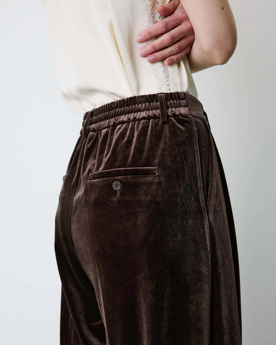 wide leg velvet brown pant