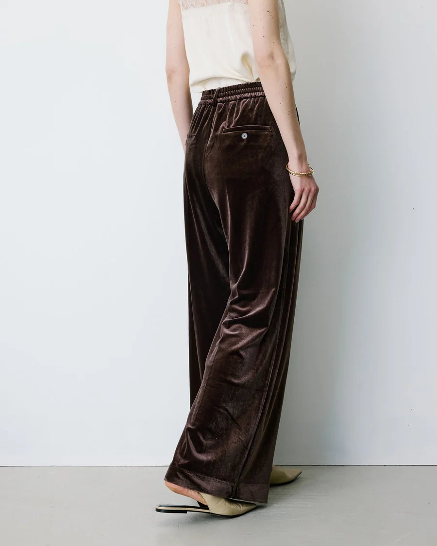 wide leg velvet brown pant