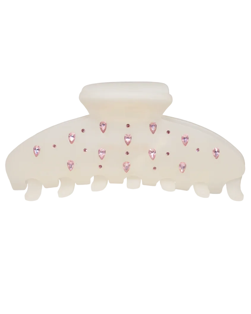 white claw clip with pink jewels