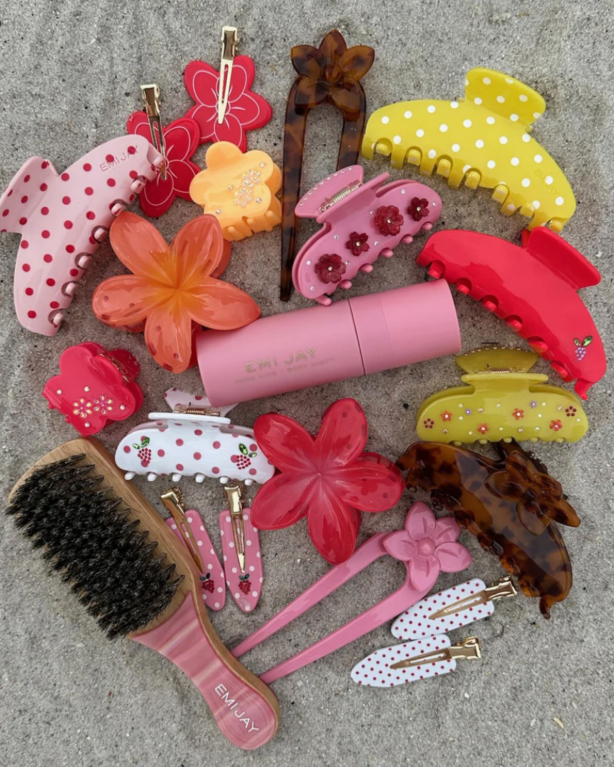yellow polka dot claw clip