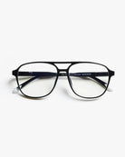 a pair of black aviator eyeglasses for blue light by Barner