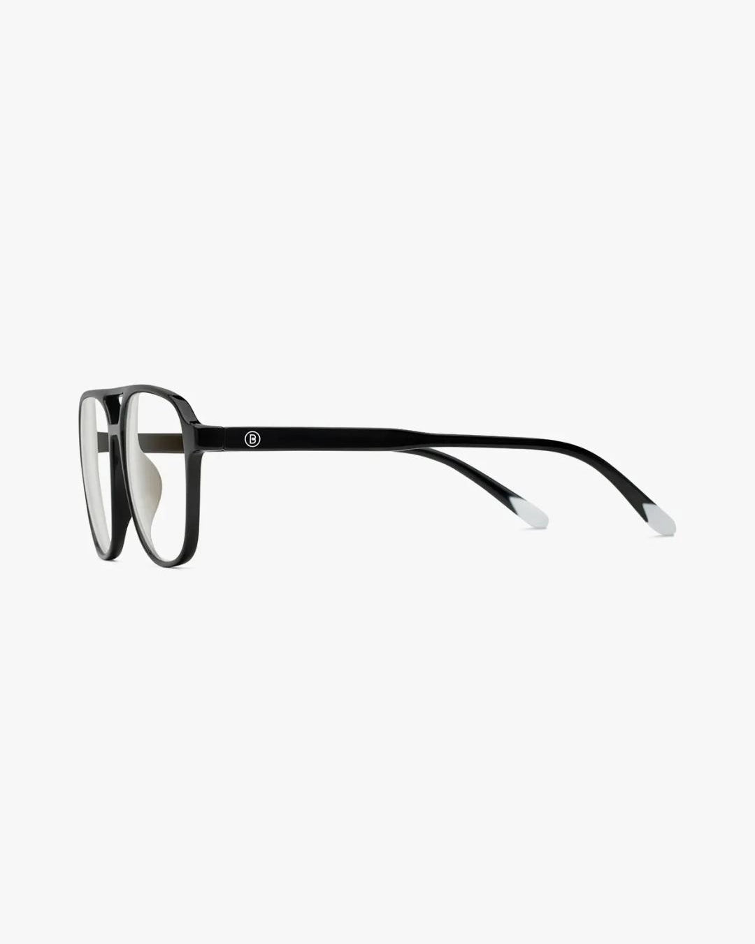 a pair of black aviator eyeglasses for blue light by Barner
