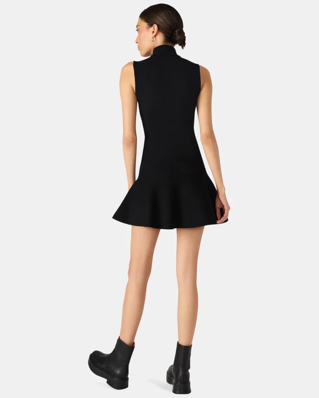 mini turtleneck sweater dress in black