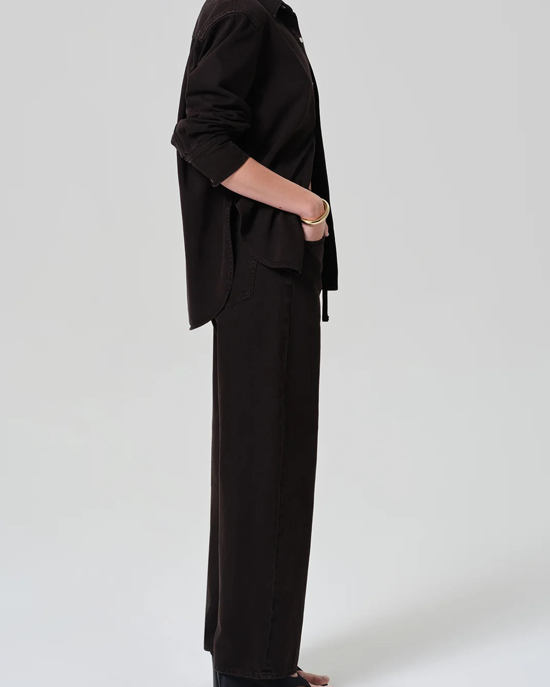 wide leg drown pant with brown drawstring