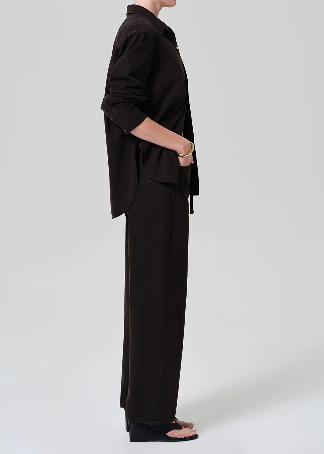 wide leg drown pant with brown drawstring