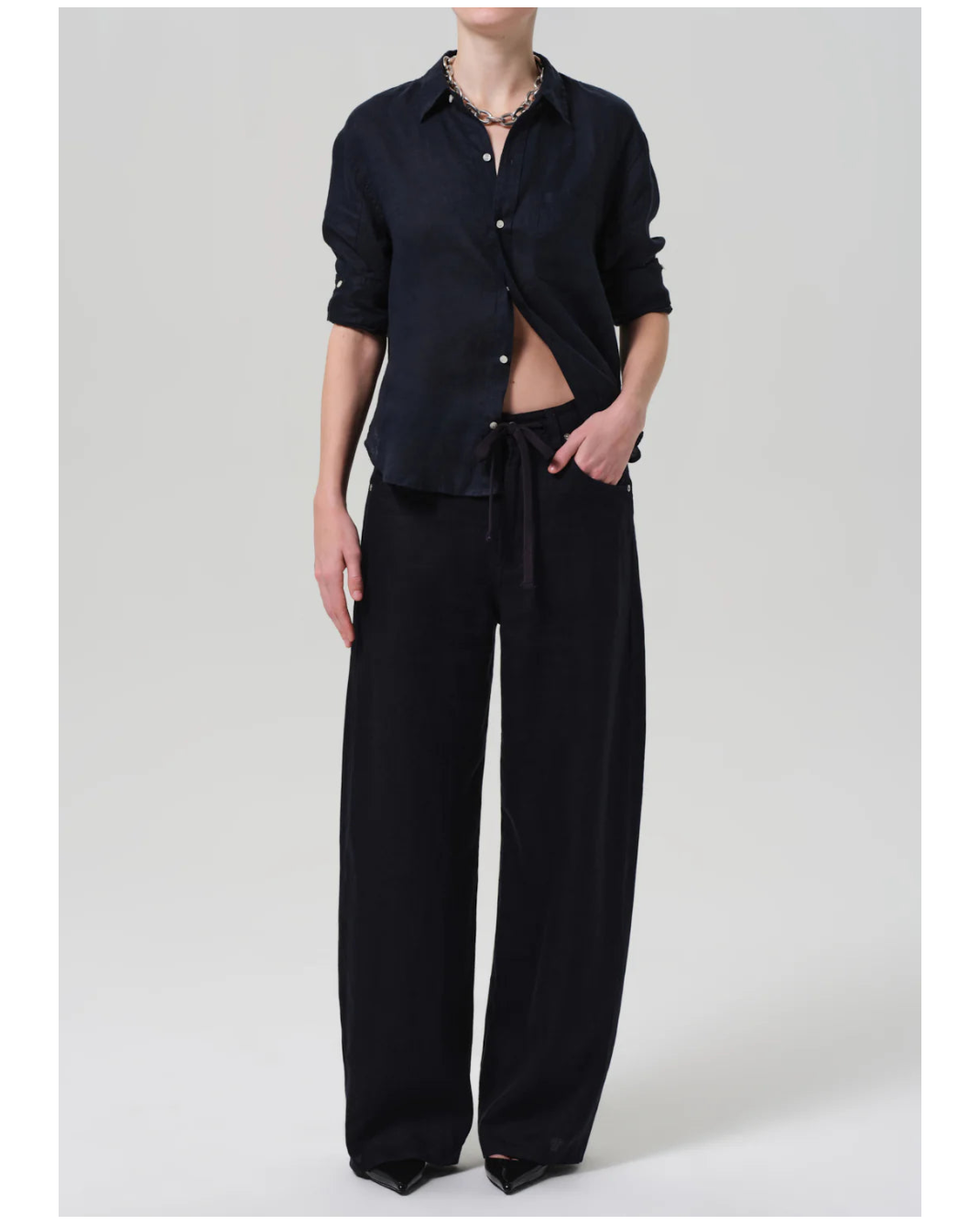 linen drawstring baggy pant