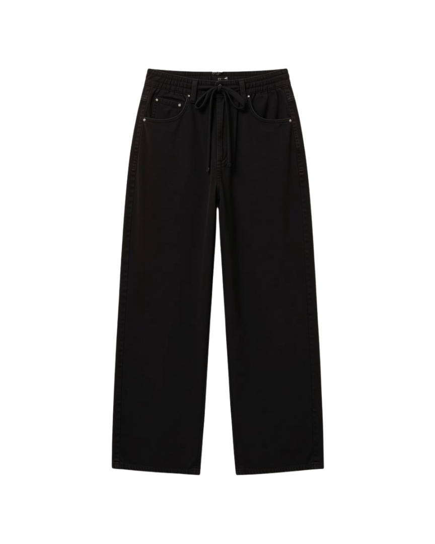 wide leg drown pant with brown drawstring