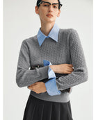 cable knit sweater in grey