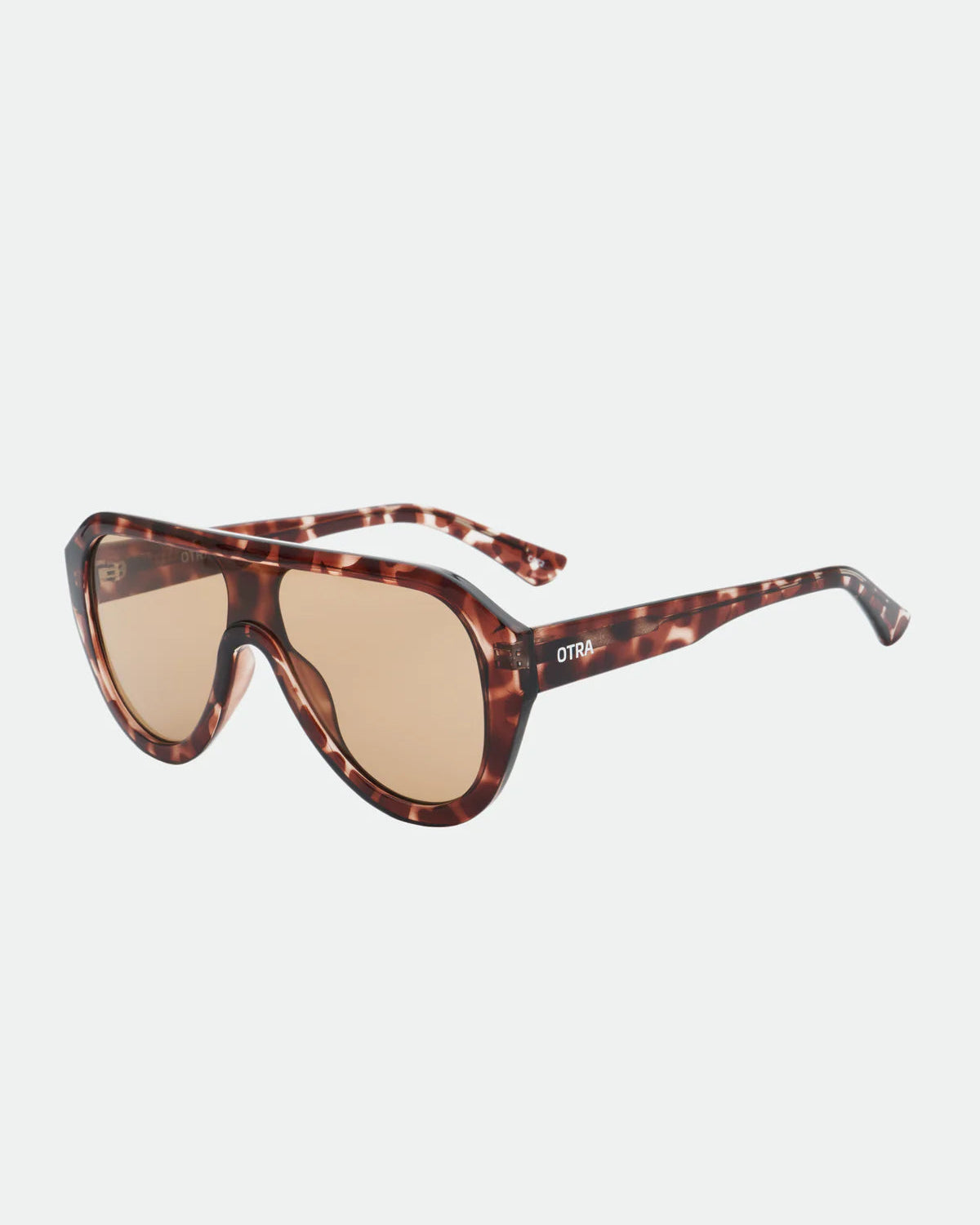 chunky aviator sunglasses in tortoise frame and brown lenses