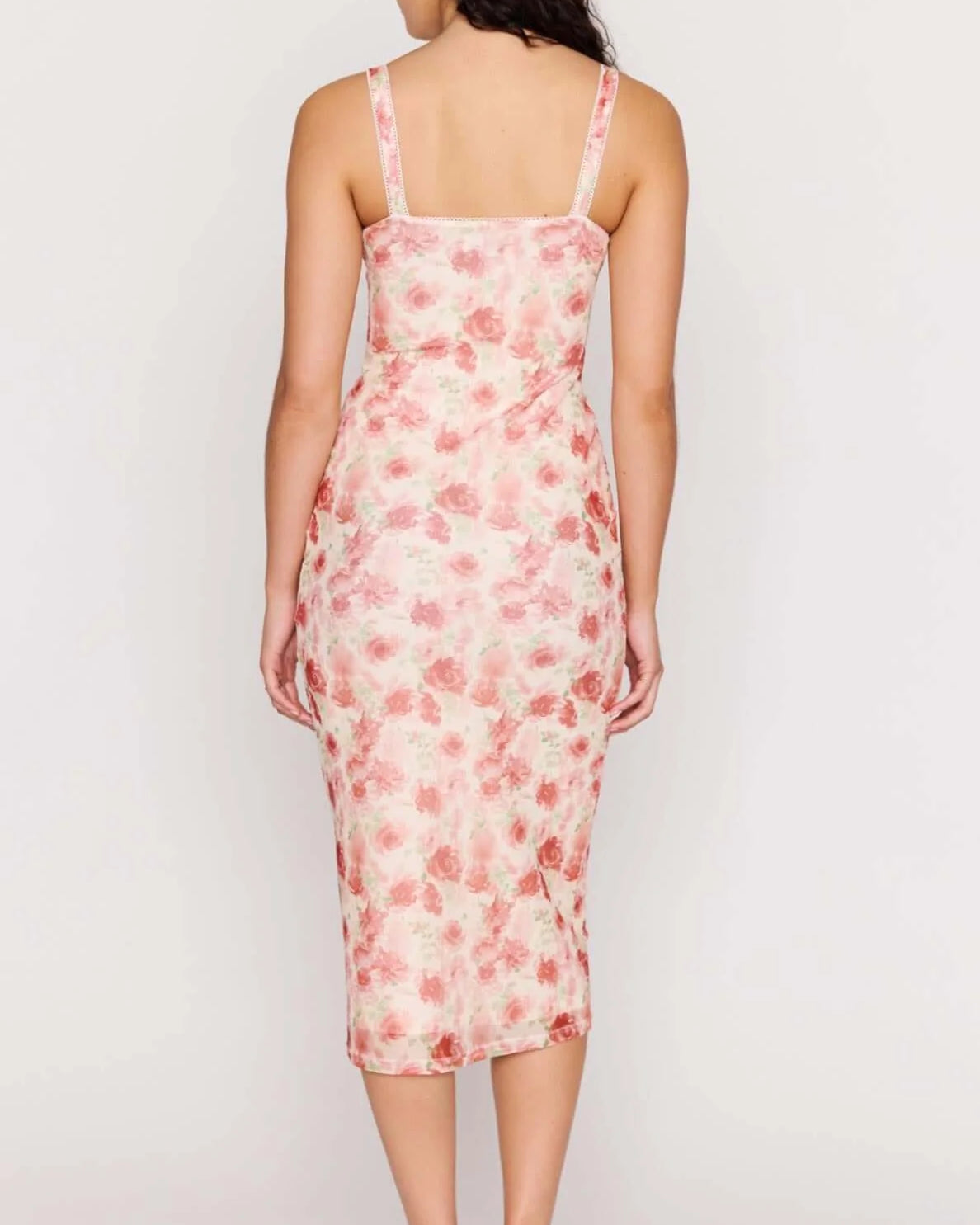 pink floral midi dress