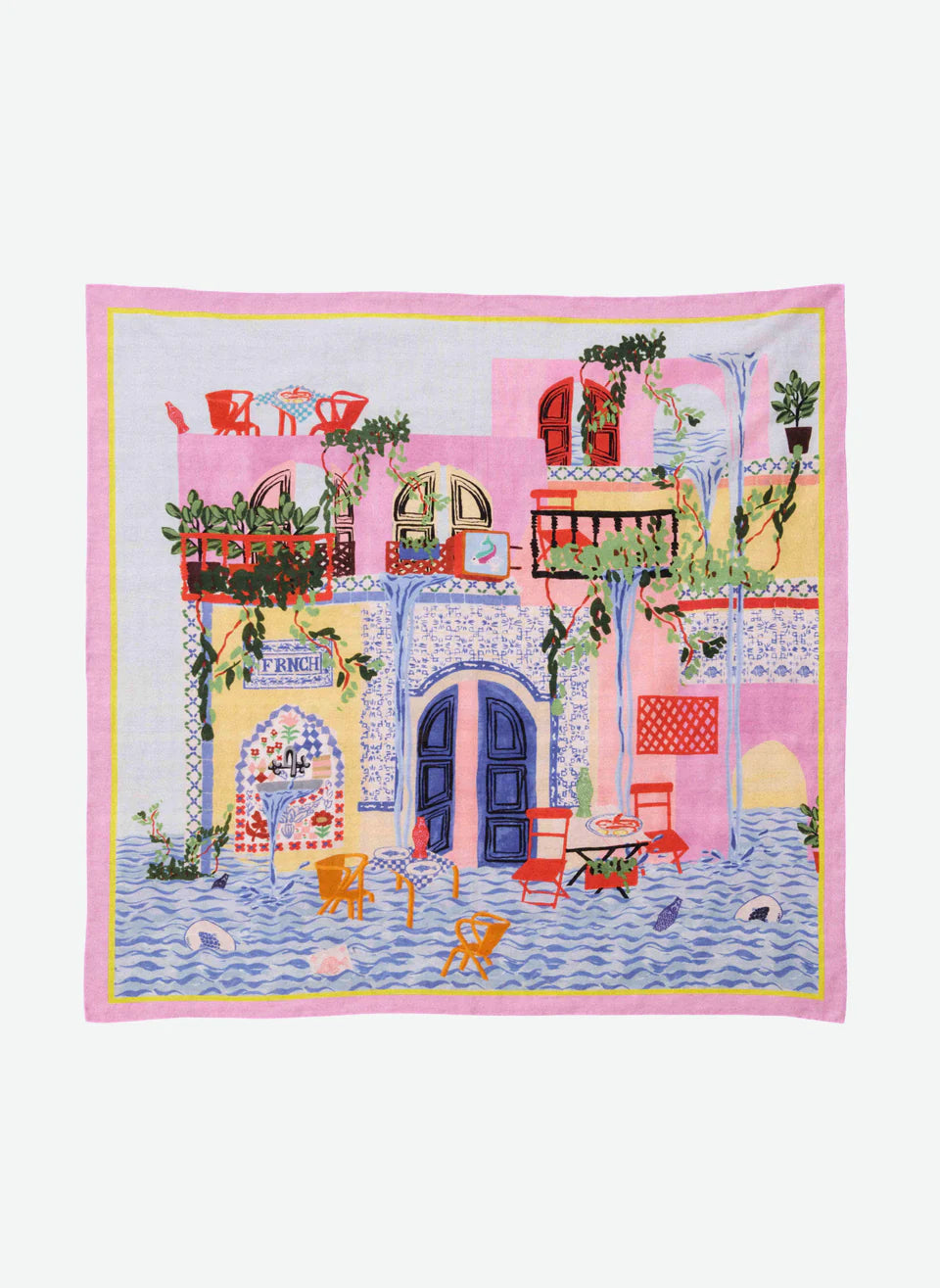 neck scarf with a waterfront design