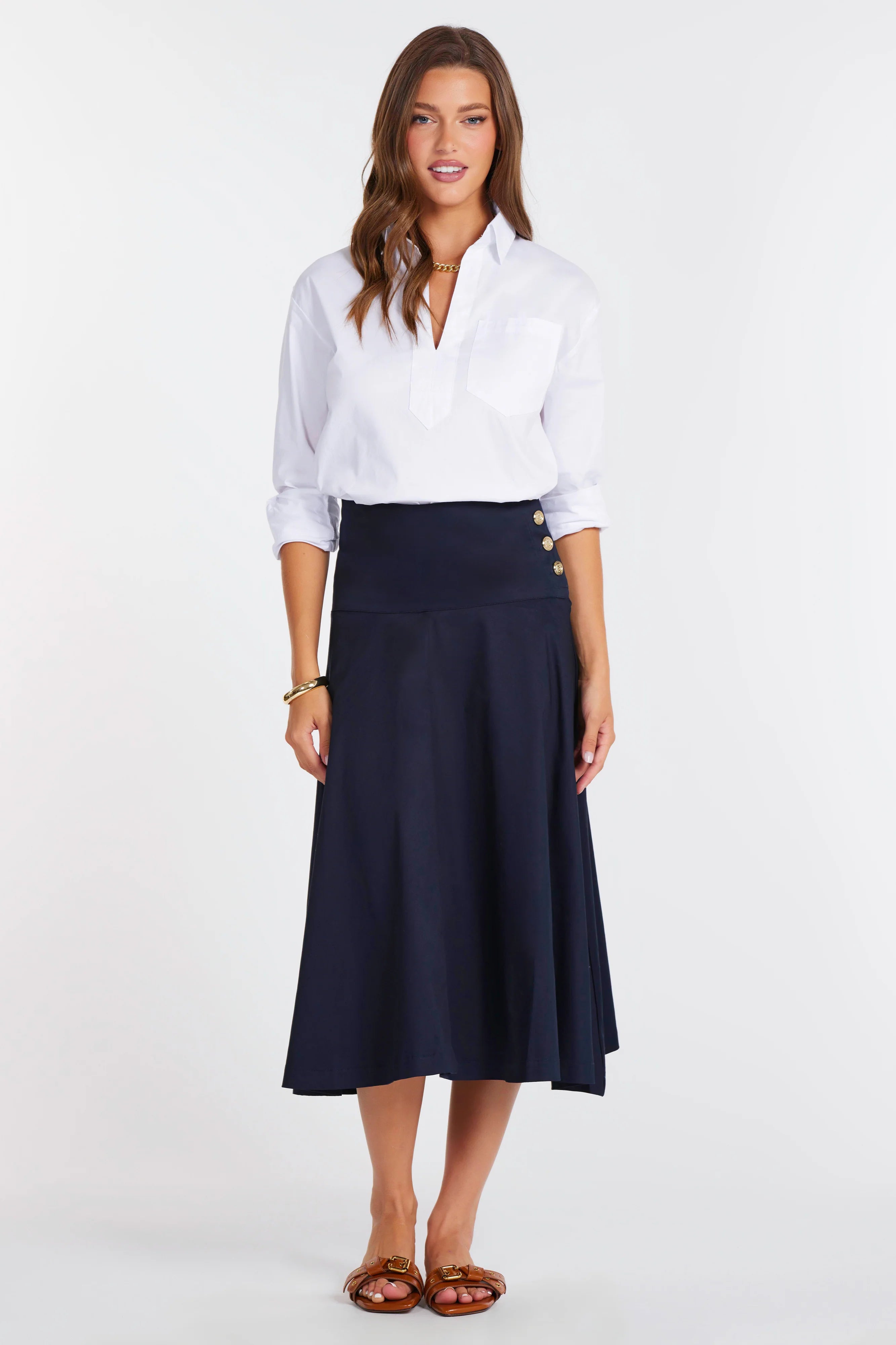 white poplin pullover blouse with collar