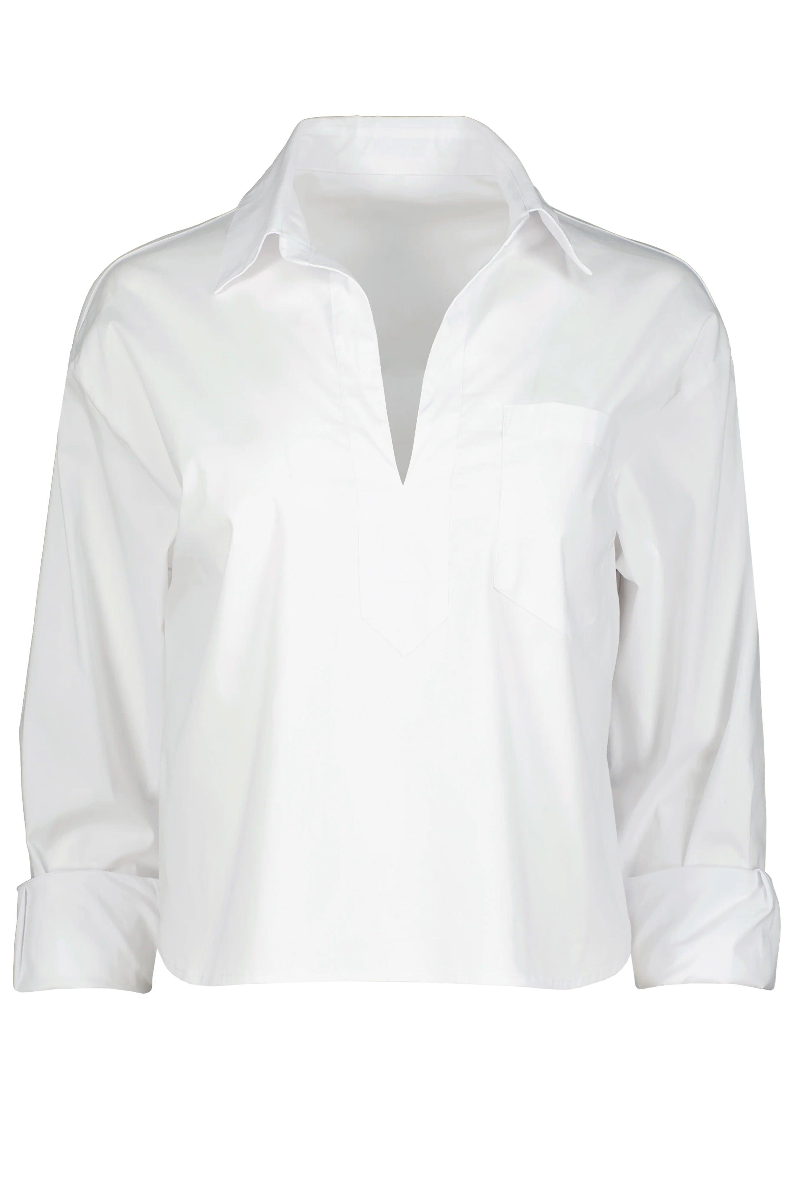 white poplin pullover blouse with collar