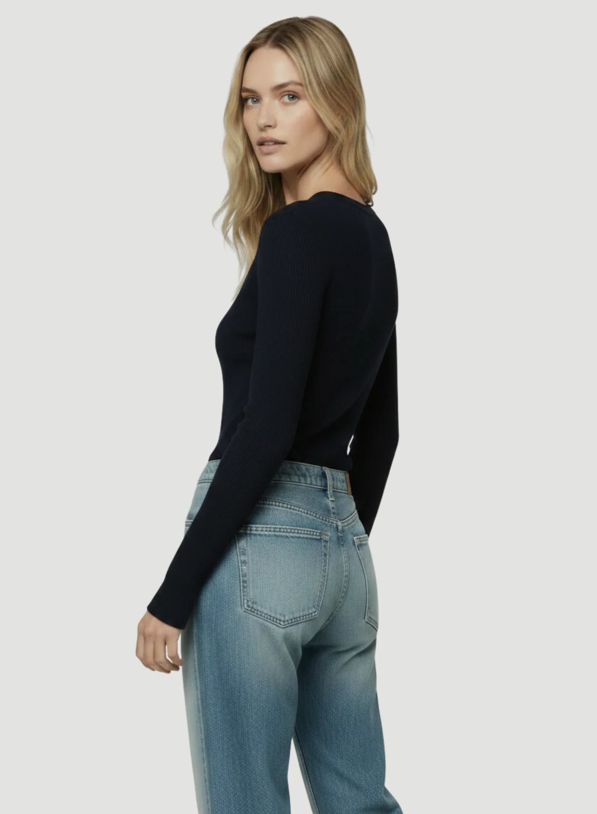 long sleeve dark navy top