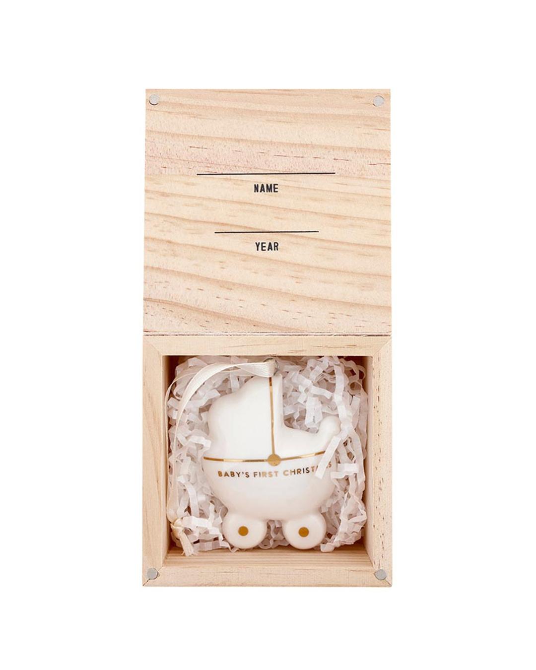 white carriage ornament