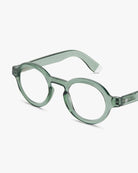 a pair of green round framed eyeglasses for blue light by Barner