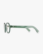 a pair of green round framed eyeglasses for blue light by Barner