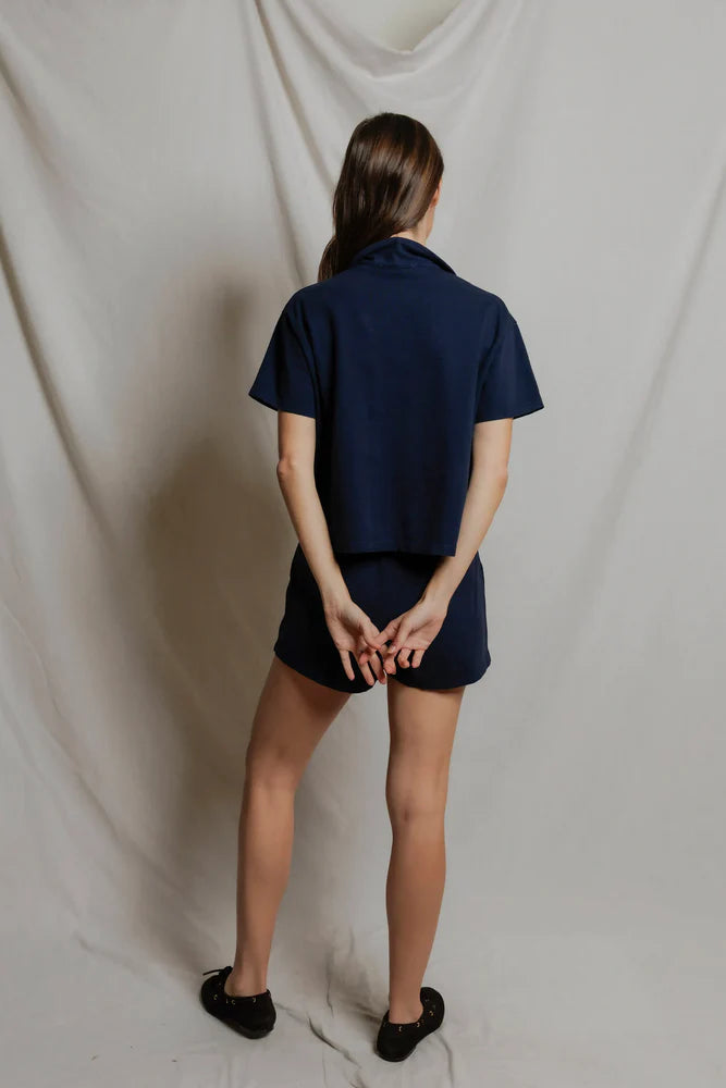 navy short sleeve polo shirt