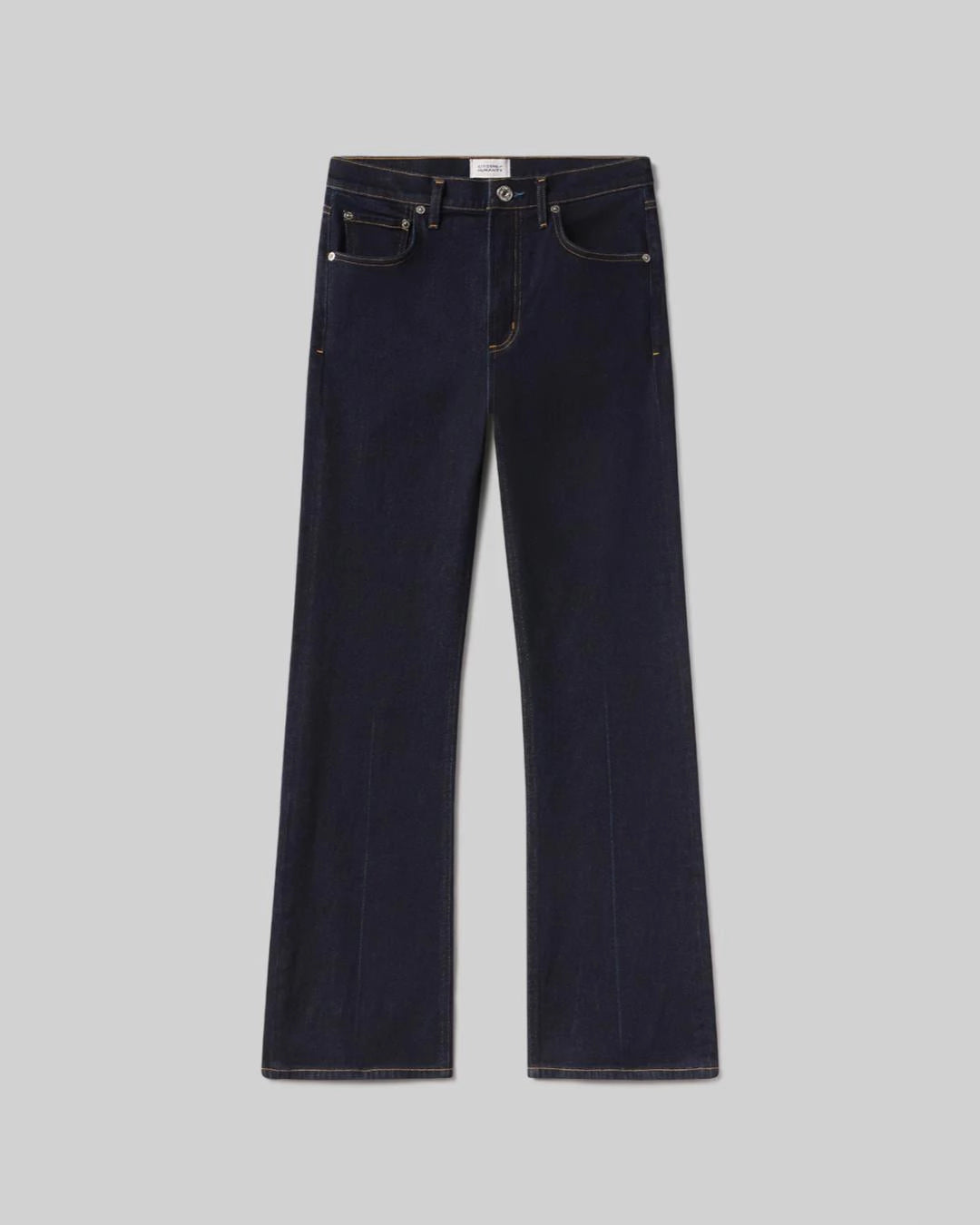 a pair of dark wash bootcut Vidia high rise jeans by citizens of humanity