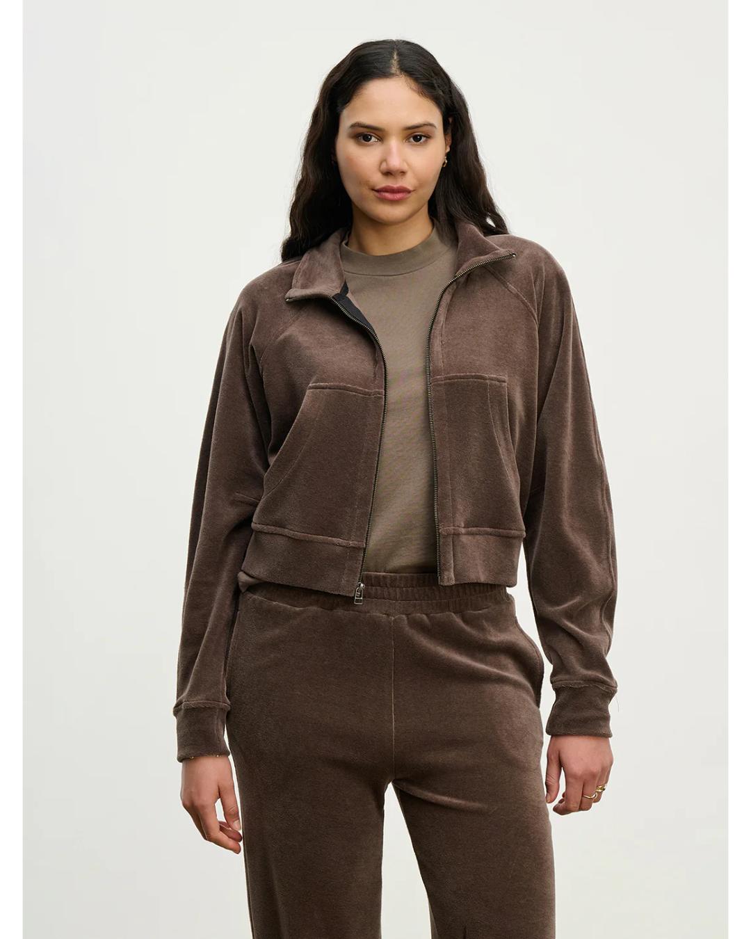 brown zip up sweater