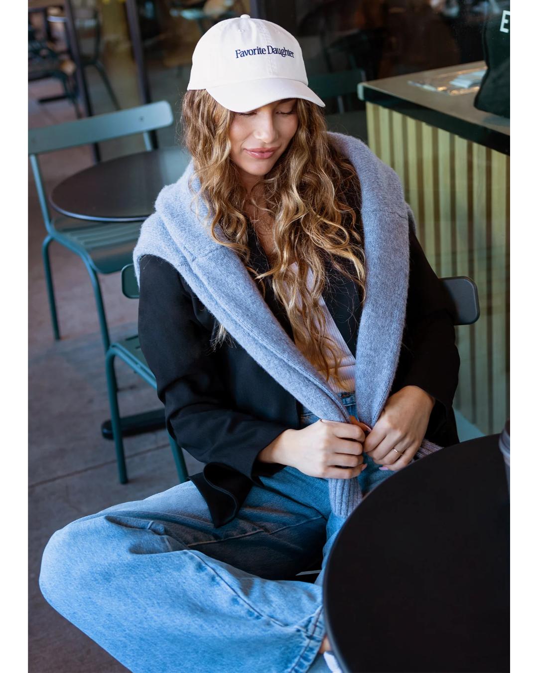 baseball hat in cream with favorite daughter written on it