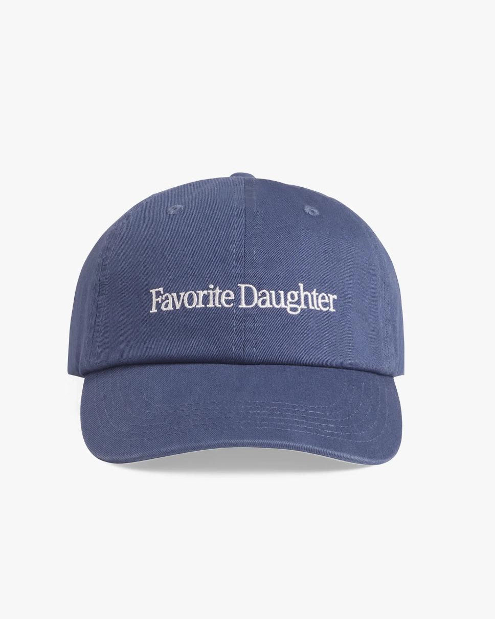 Navy blue baseball cap with 'Favorite Daughter' on it
