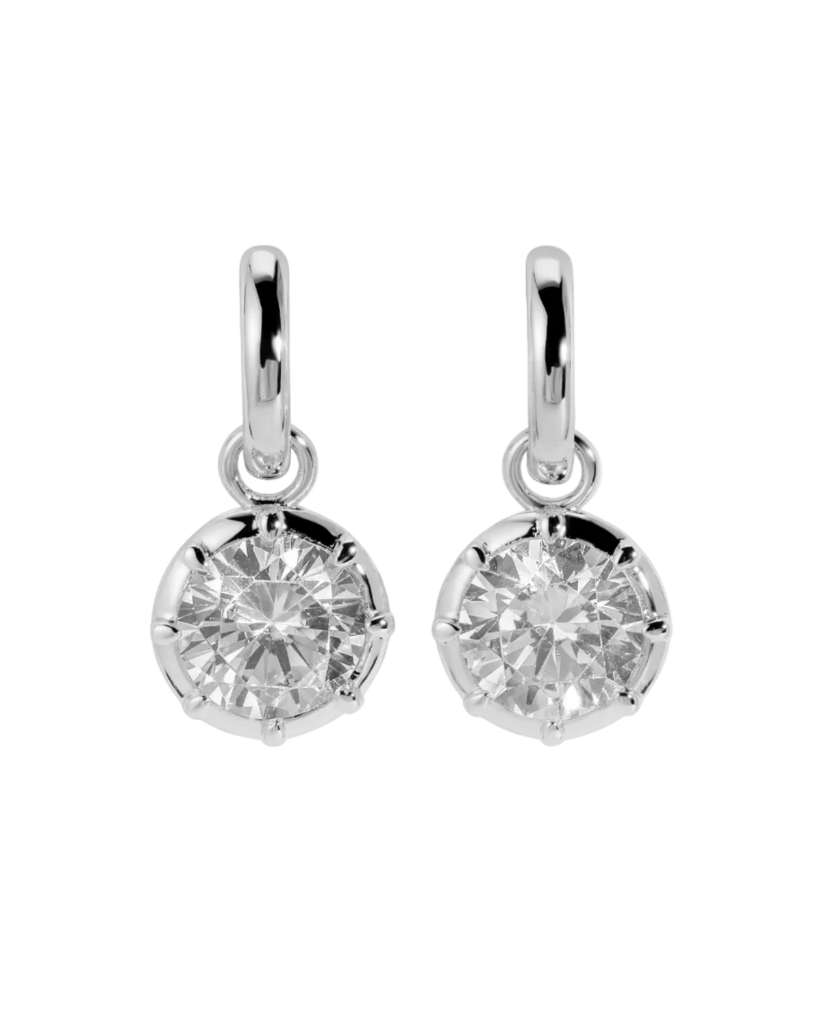 silver drop diamond earring
