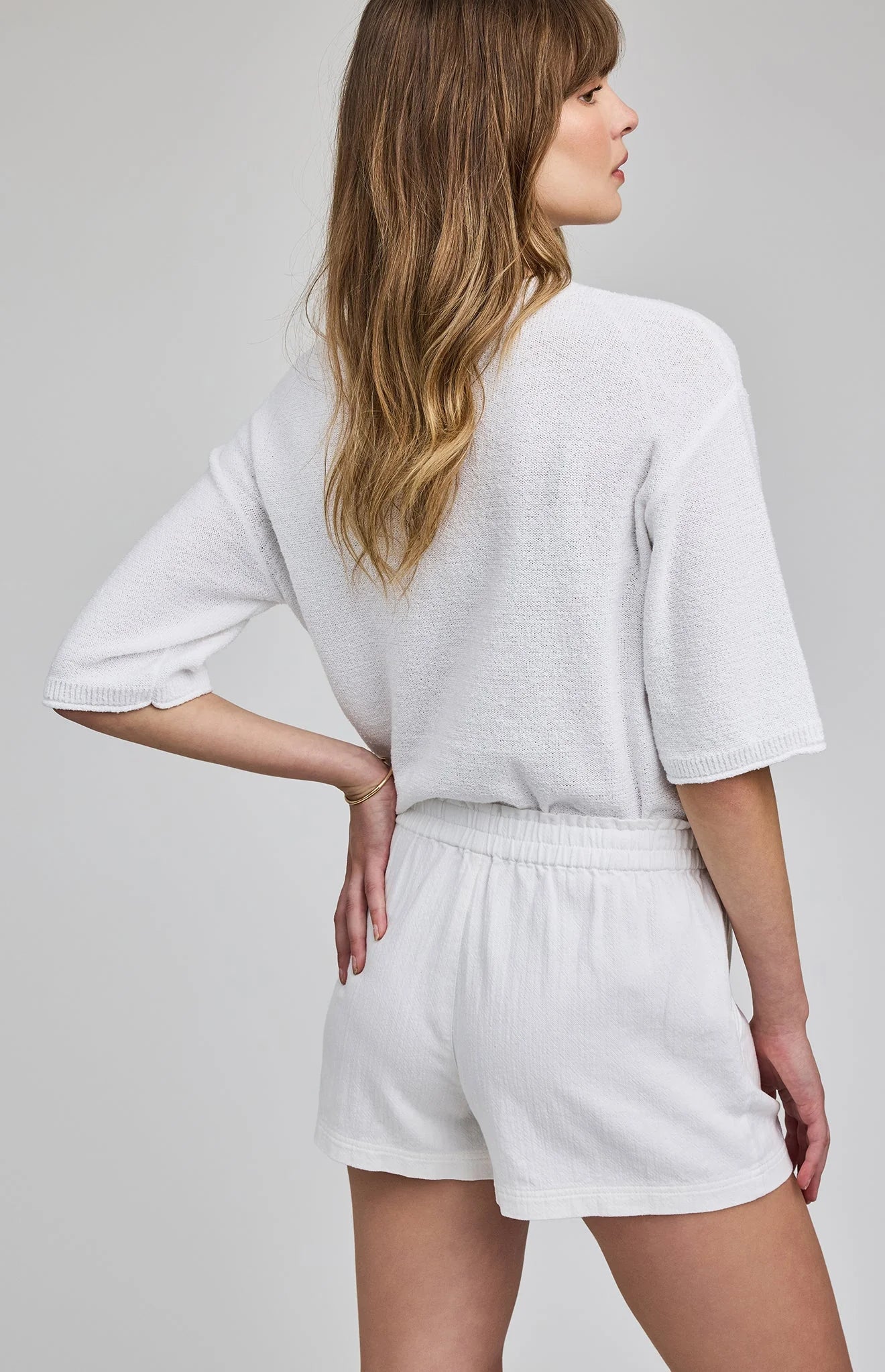 white linen shorts