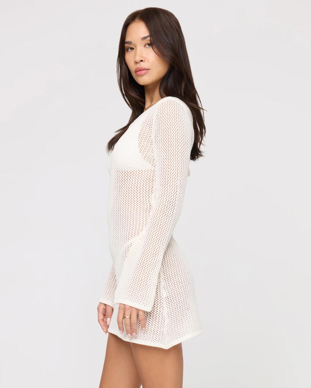 cream crochet cover up dress