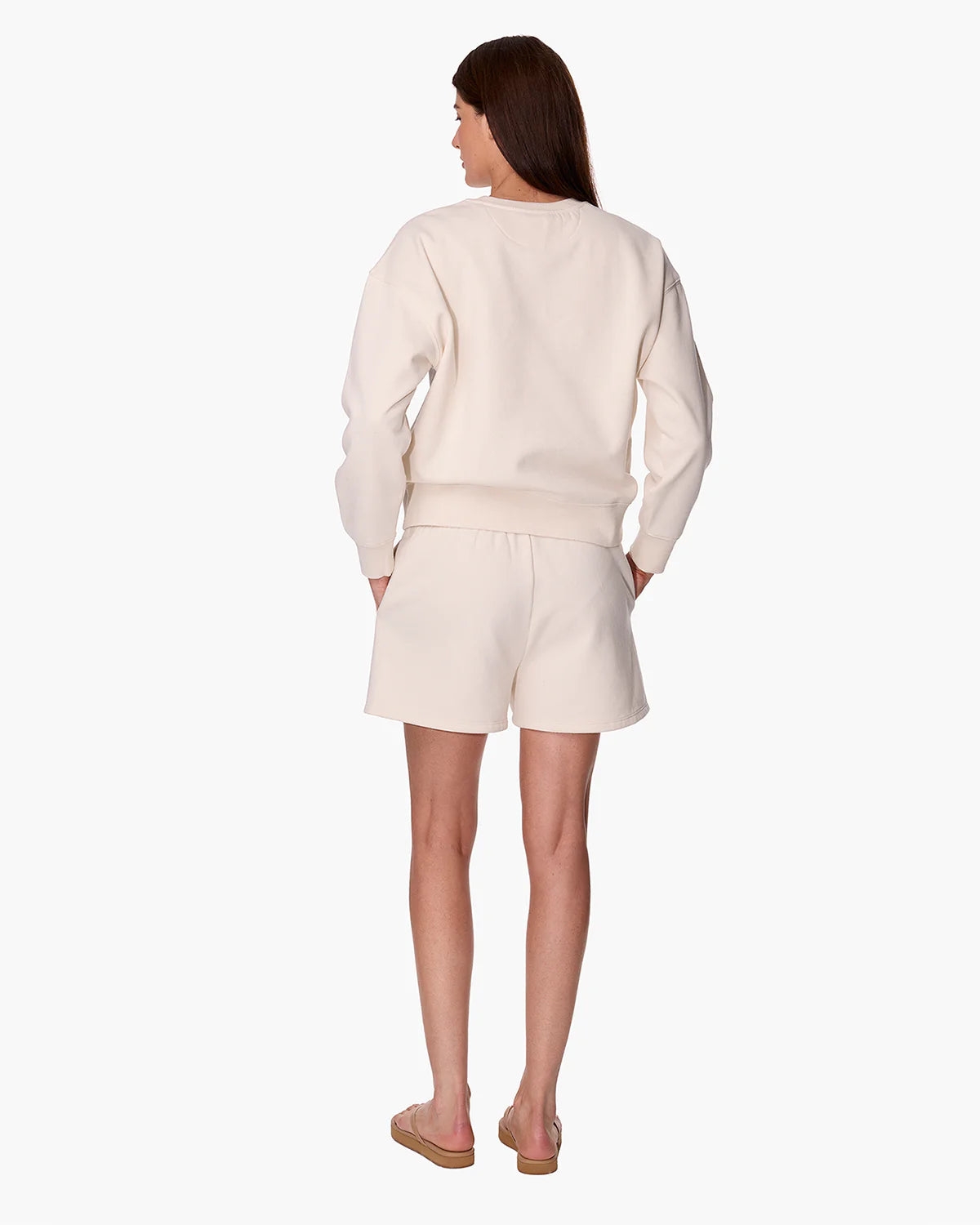 beige crewneck sweatshirt