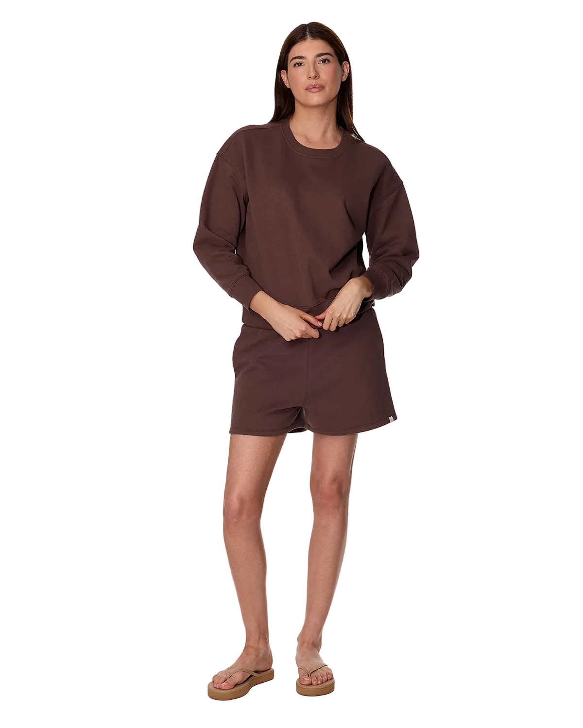 brown crewneck sweatshirt
