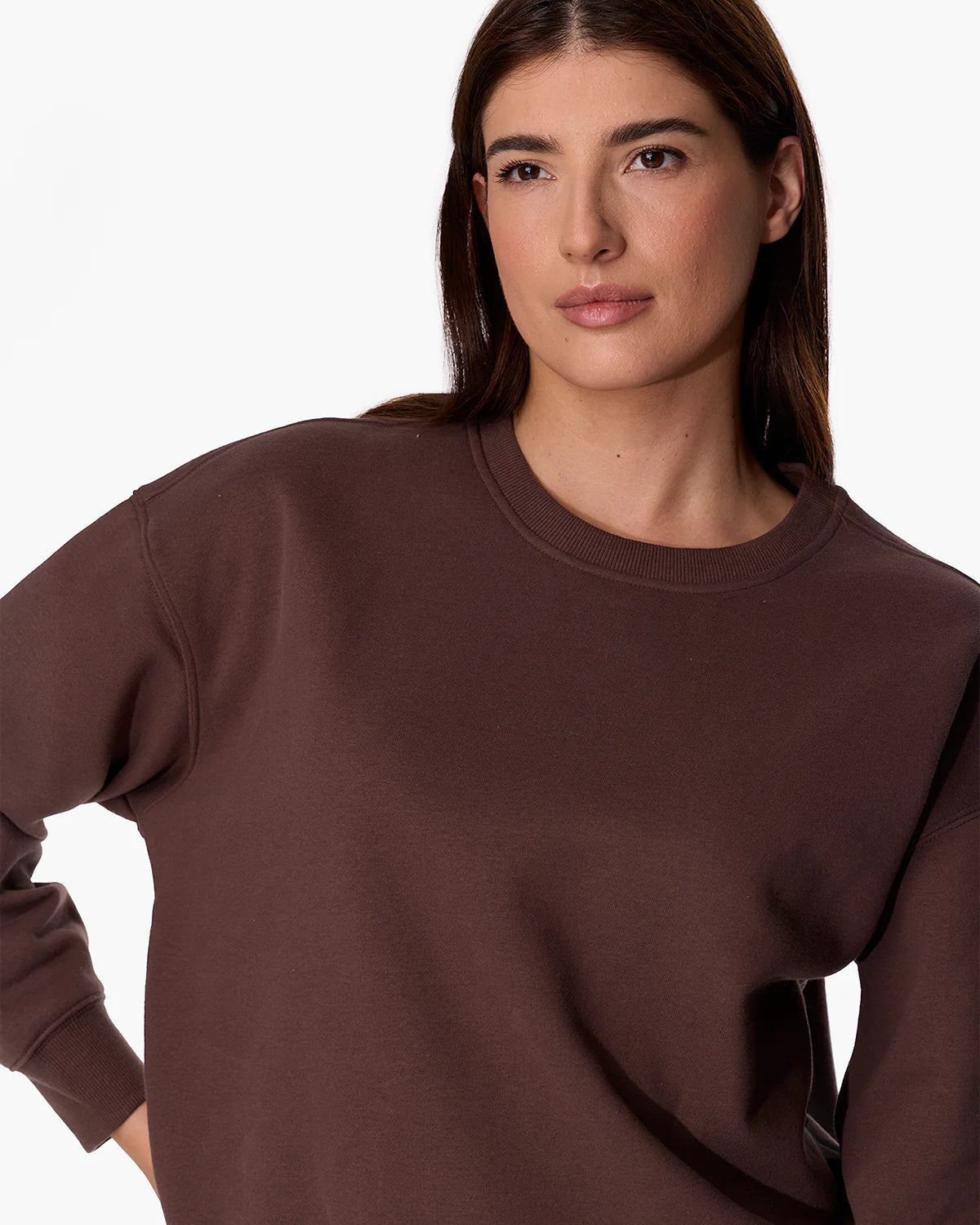 brown crewneck sweatshirt
