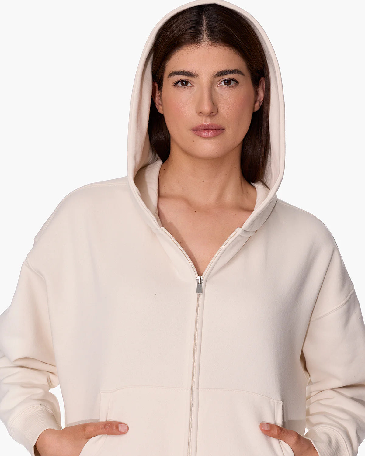 beige zip up hoodie