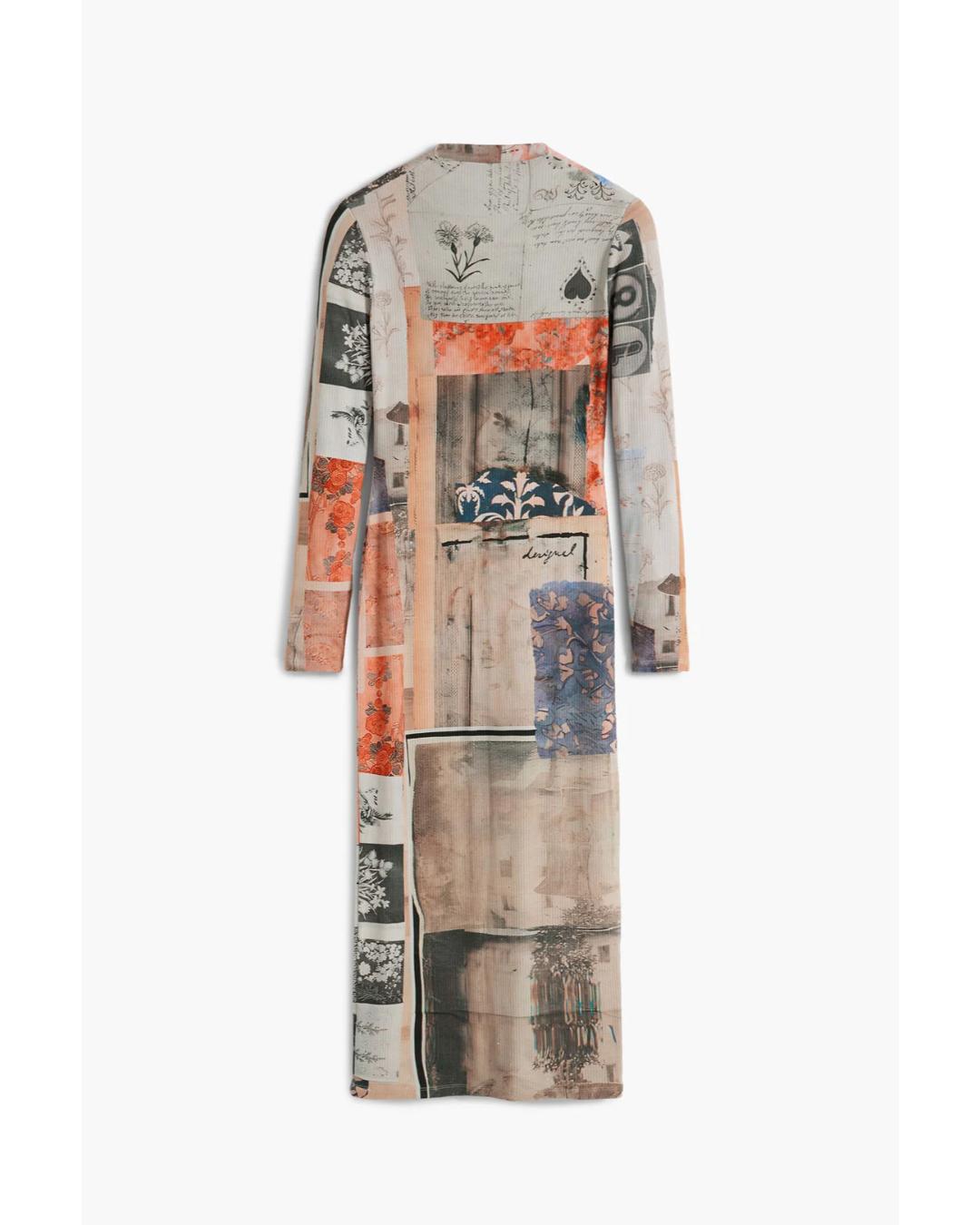 midi dress with collage pictures on it