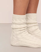 white cable knit socks