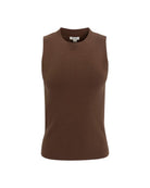 crew neck sleeveless sweater in brown