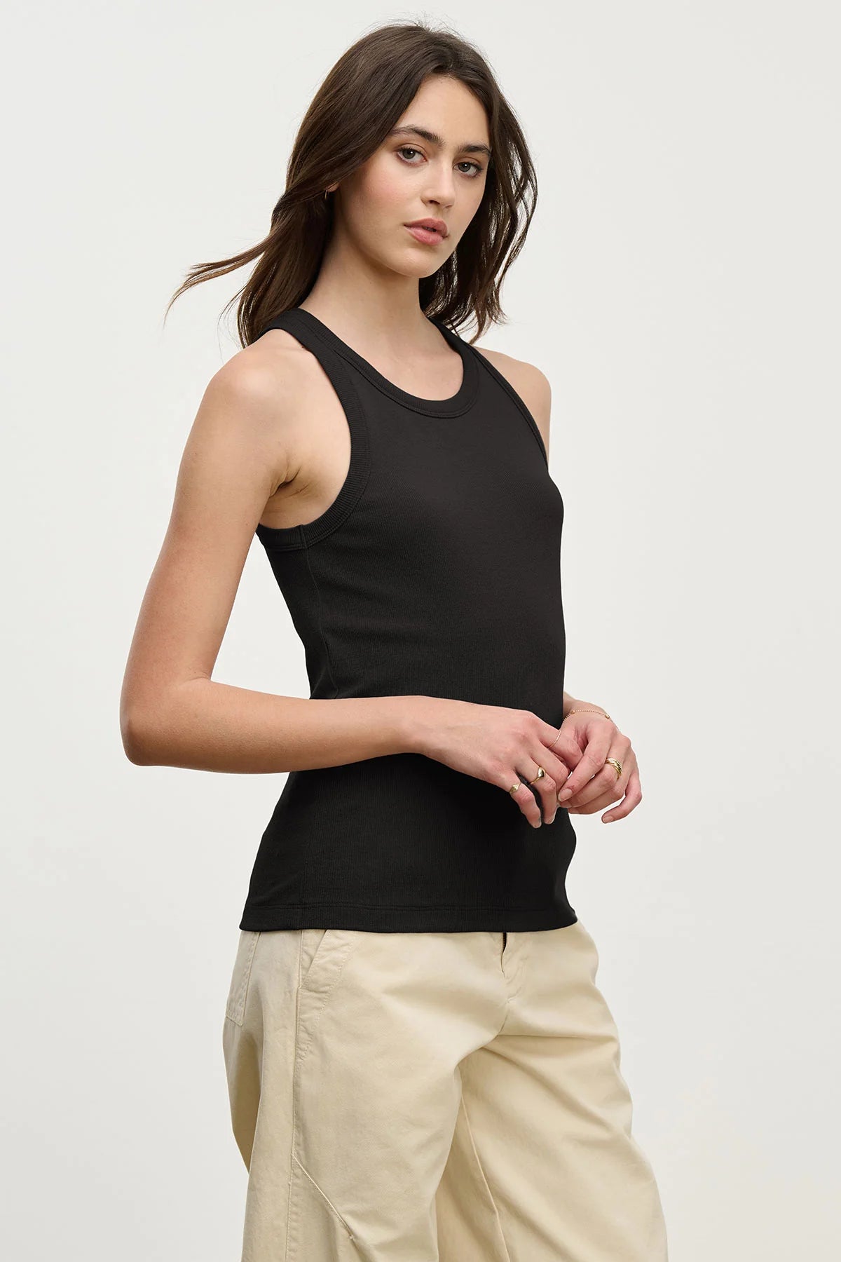 basic racerback ribbed black tank