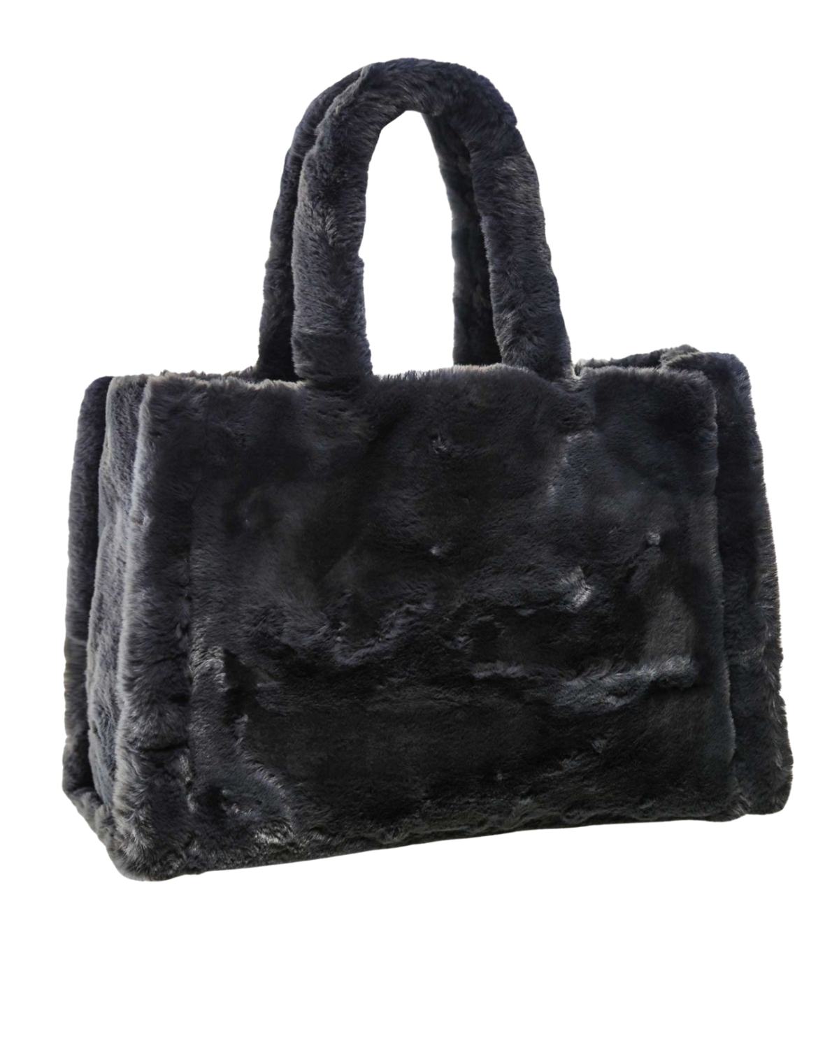 large black faux fur purse