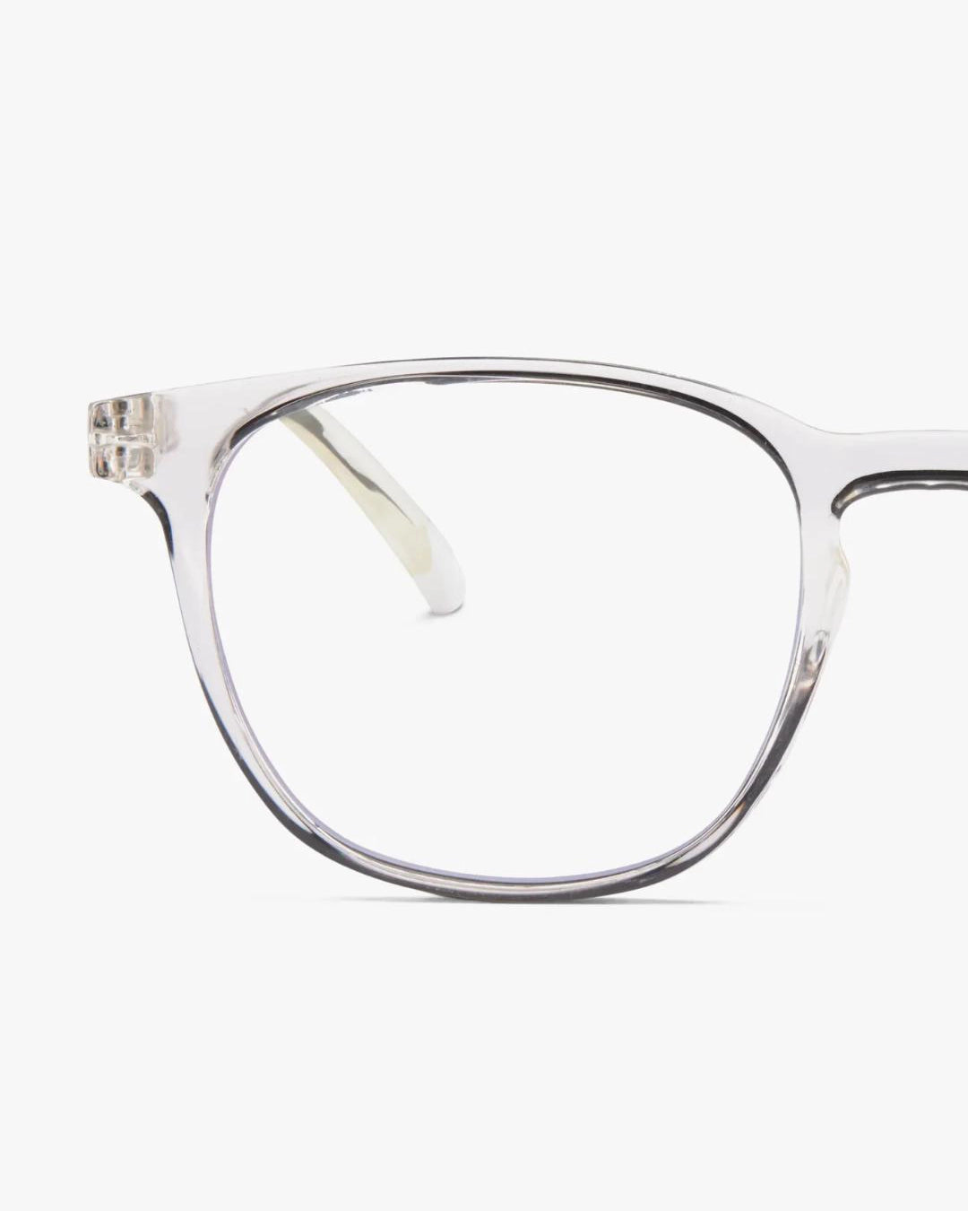 a pair of bold clear eyeglasses for blue light by Barner