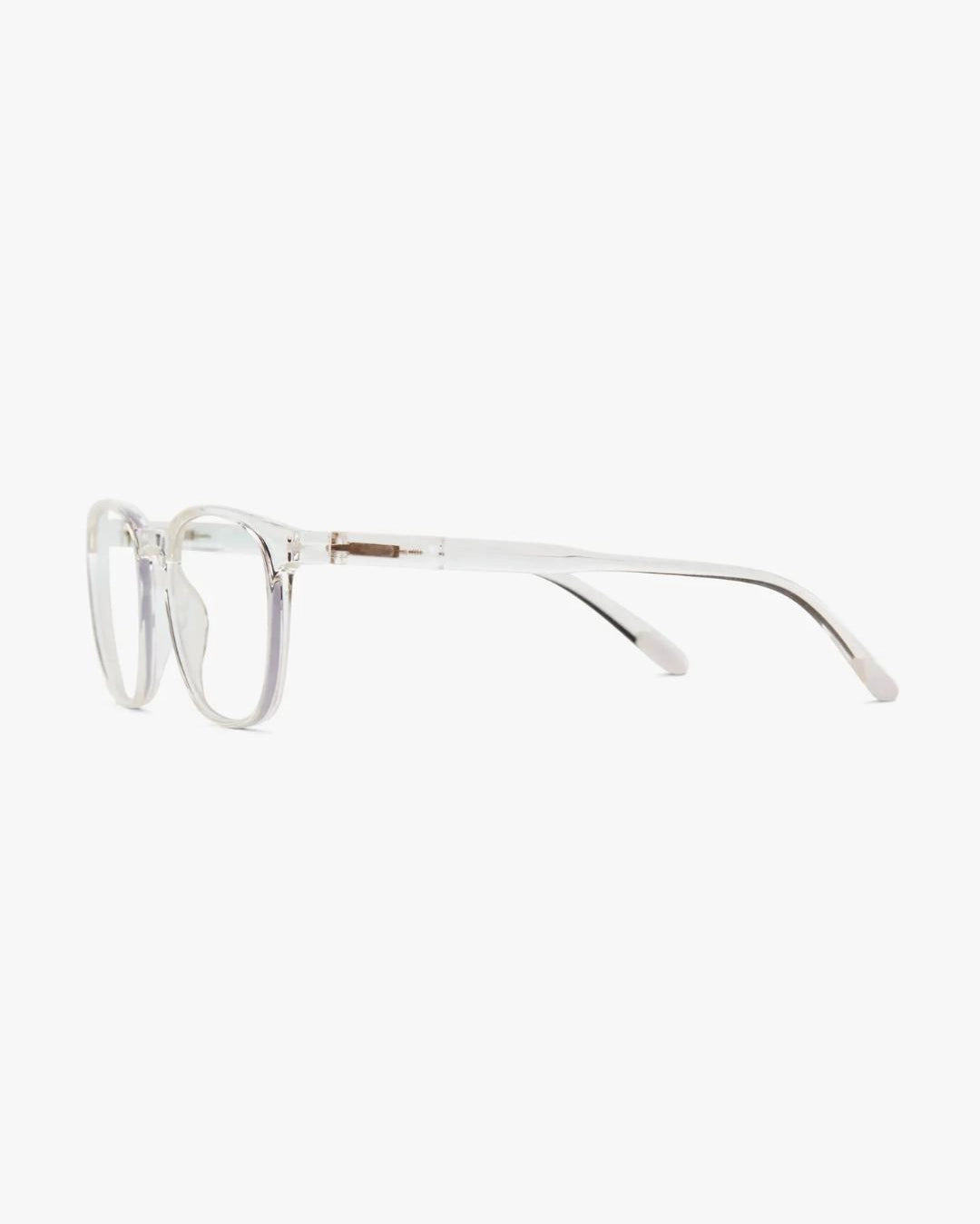 a pair of bold clear eyeglasses for blue light by Barner