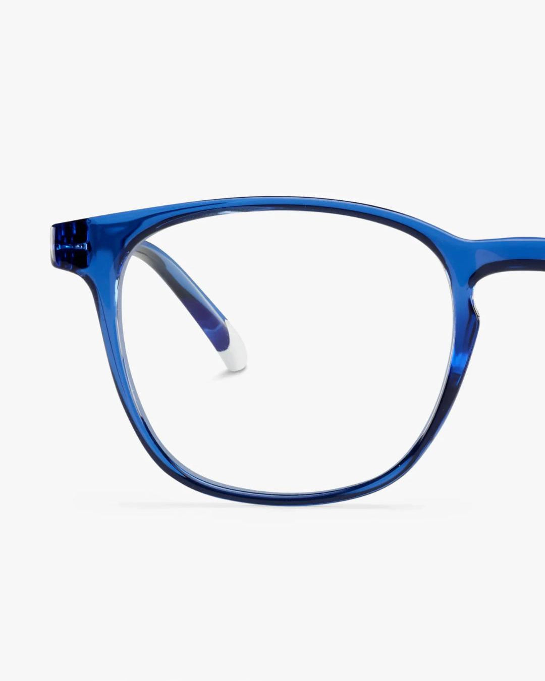 a pair of blue square eyeglasses for blue light by Barner