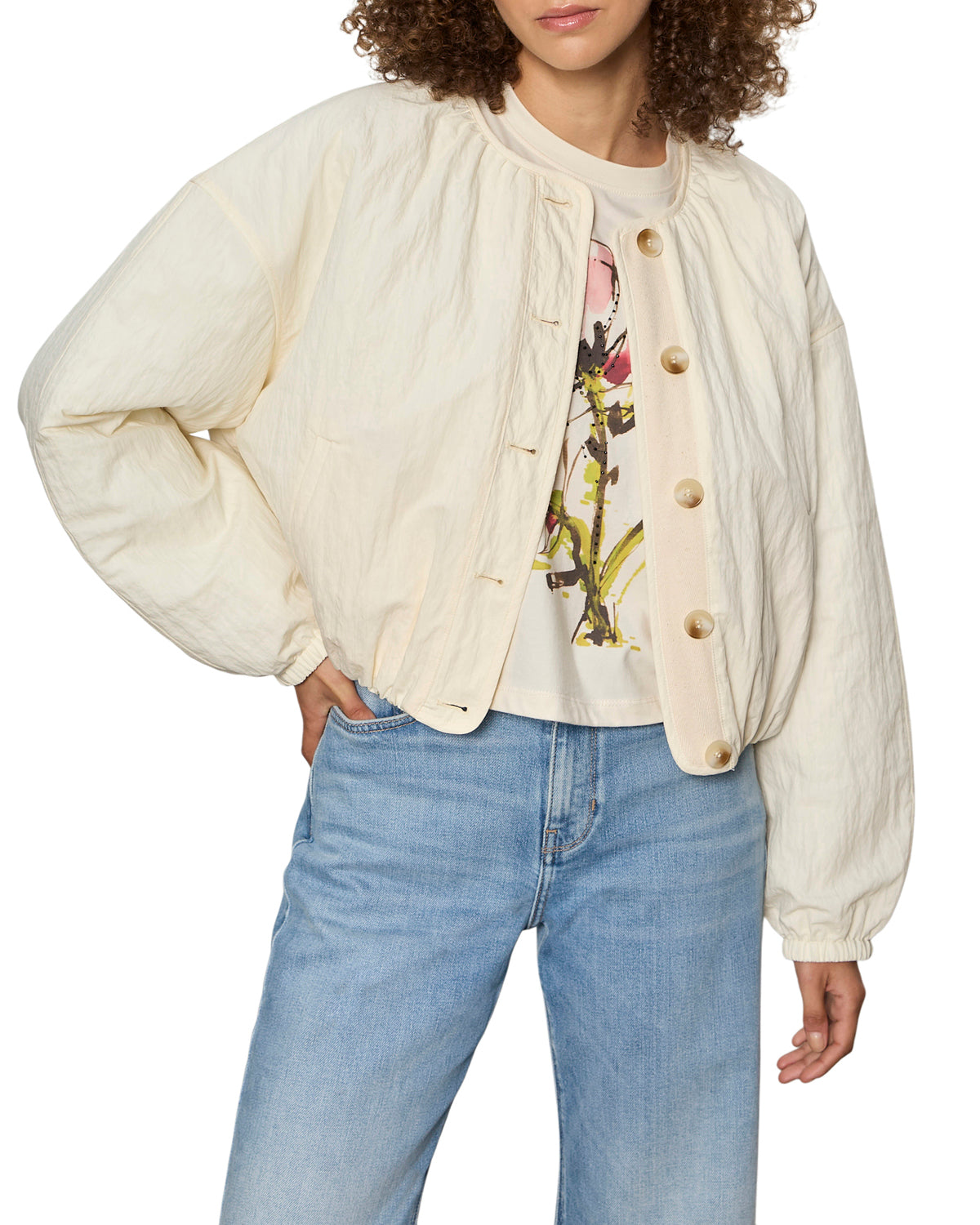 cream parachute bomber jacket