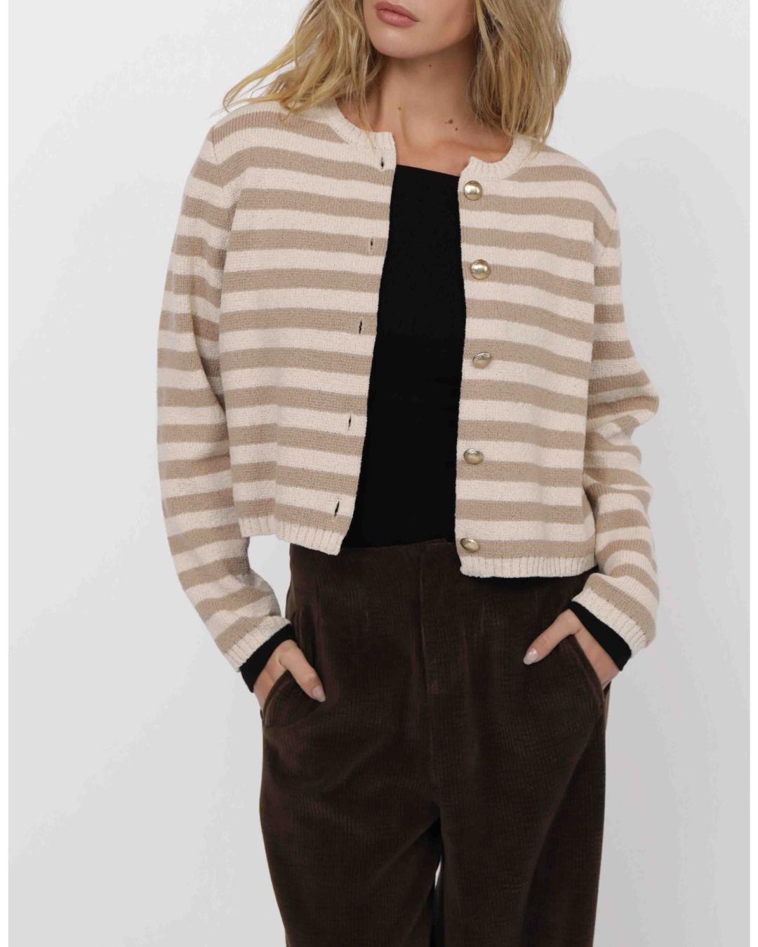 stripe cardigan in brown