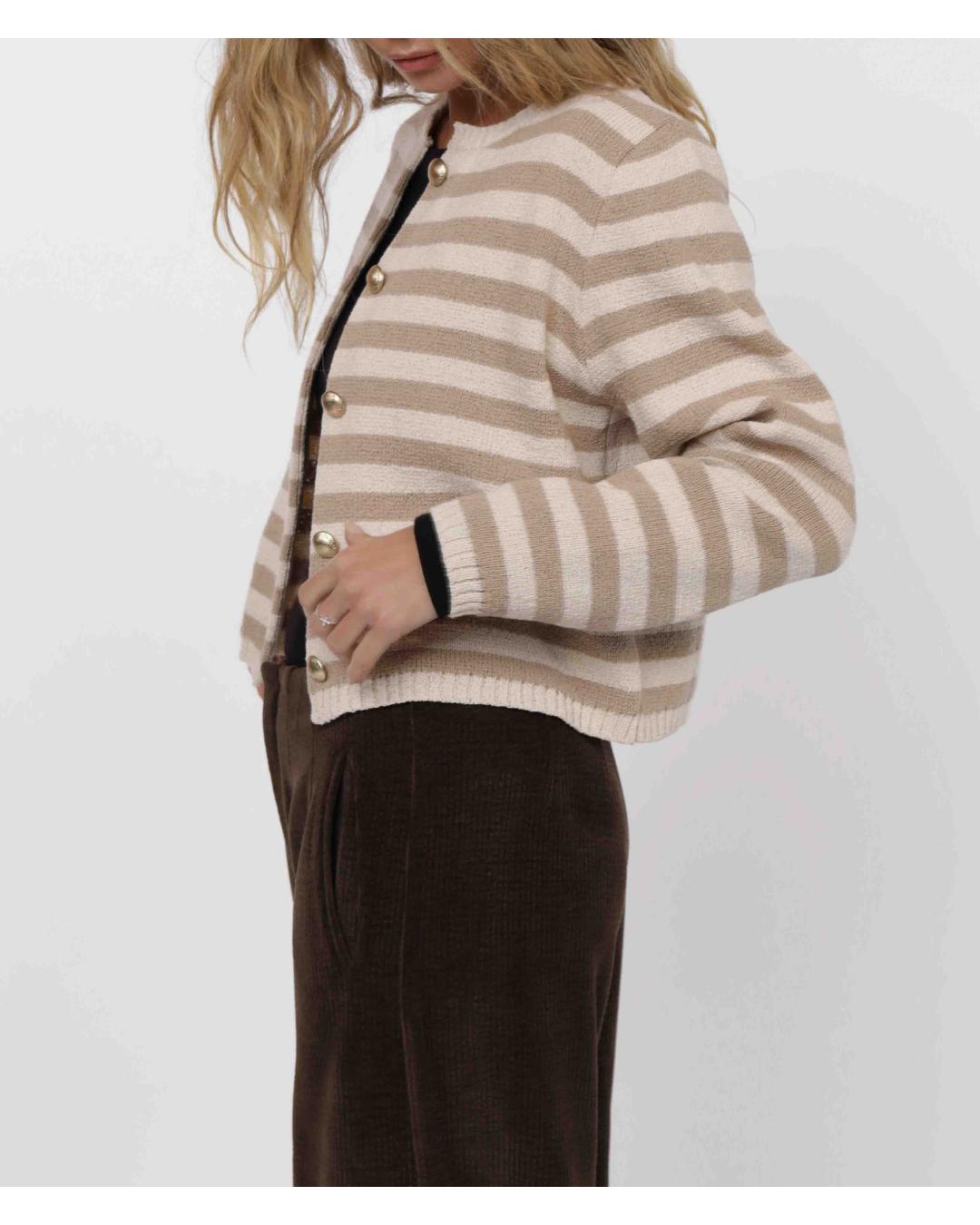 stripe cardigan in brown