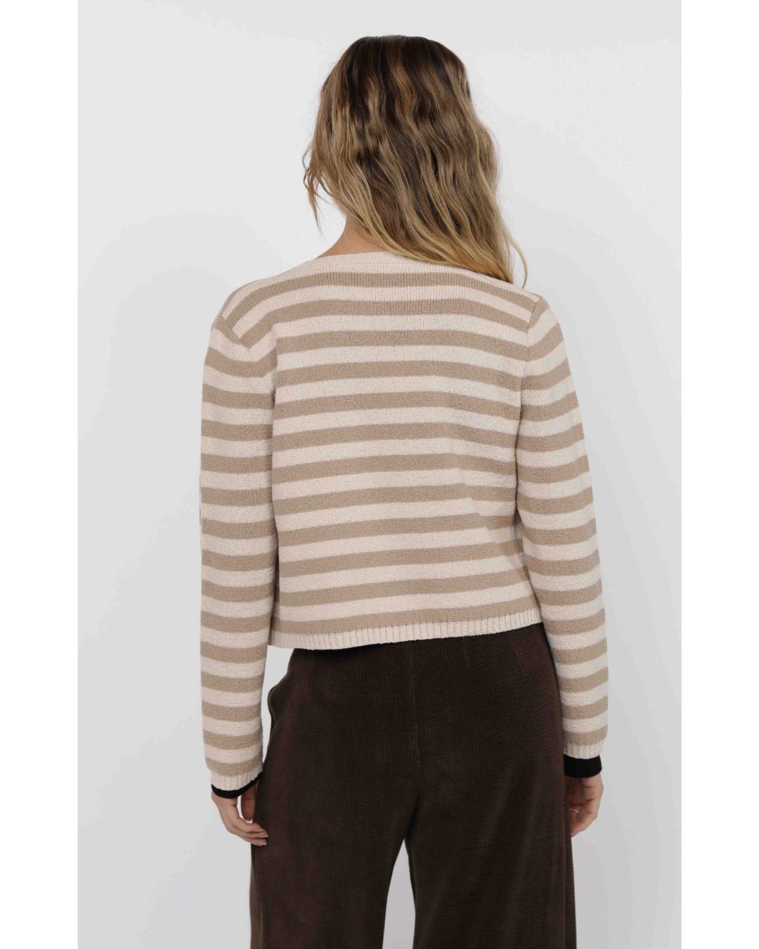 stripe cardigan in brown