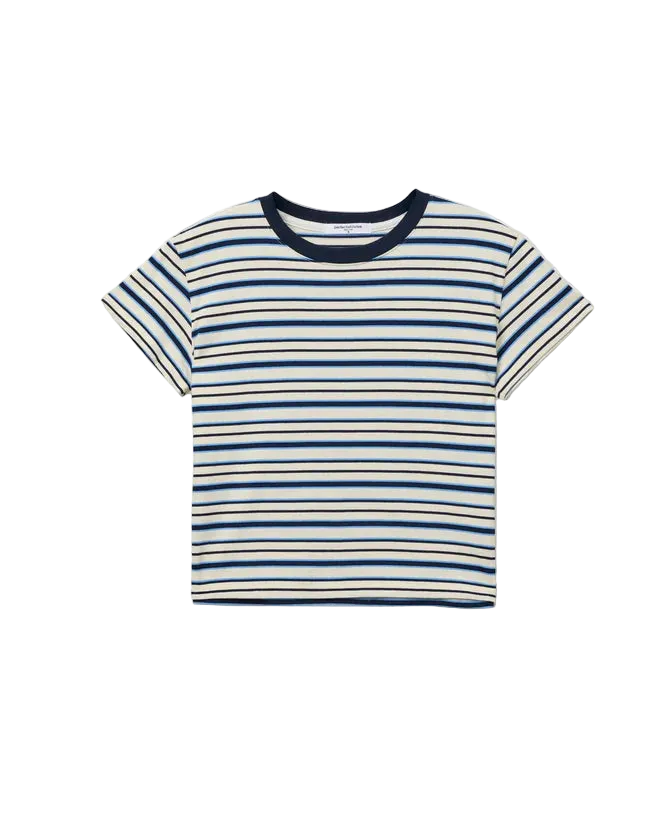 blue and cream stripe t-shirt