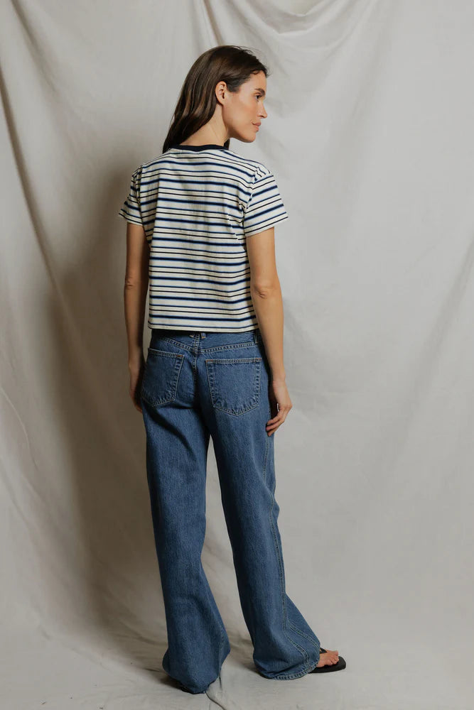 blue and cream stripe t-shirt